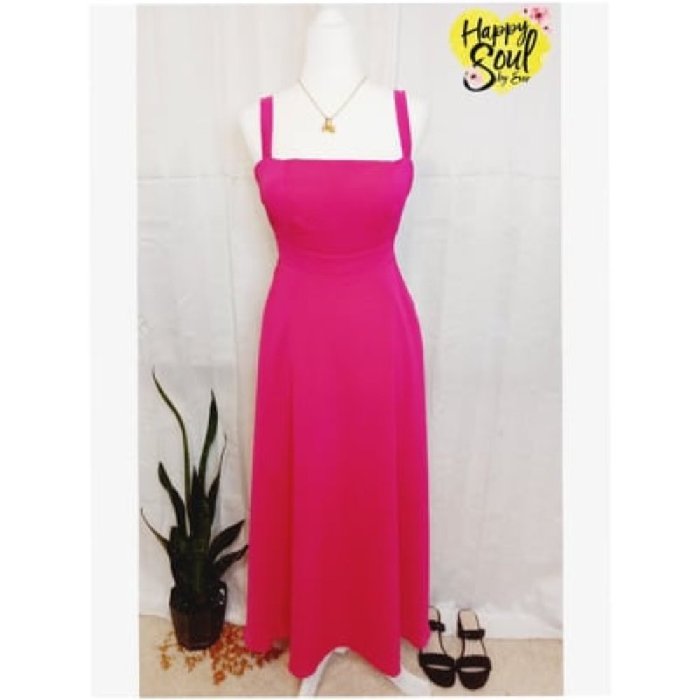 Premium elegant style hot pink long maxi spring summer sun dress
